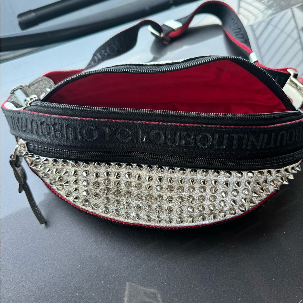 Christian Louboutin Red and Silver Studded Waist Bag